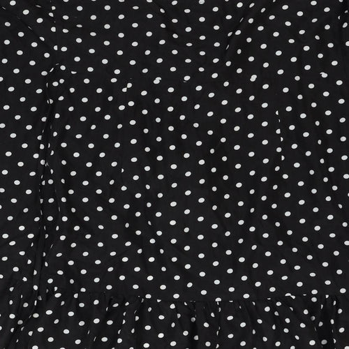 PRETTYLITTLETHING Womens Black Polka Dot  Basic Blouse Size 12