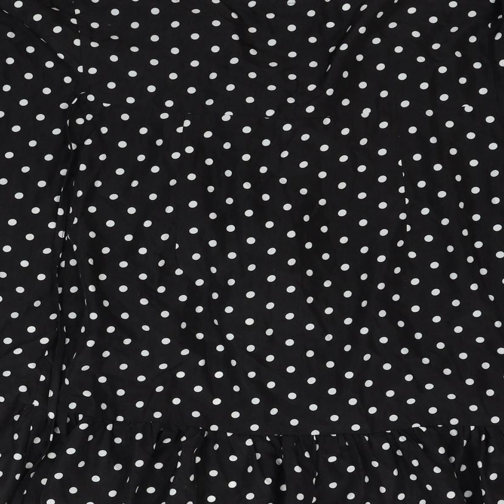 PRETTYLITTLETHING Womens Black Polka Dot  Basic Blouse Size 12