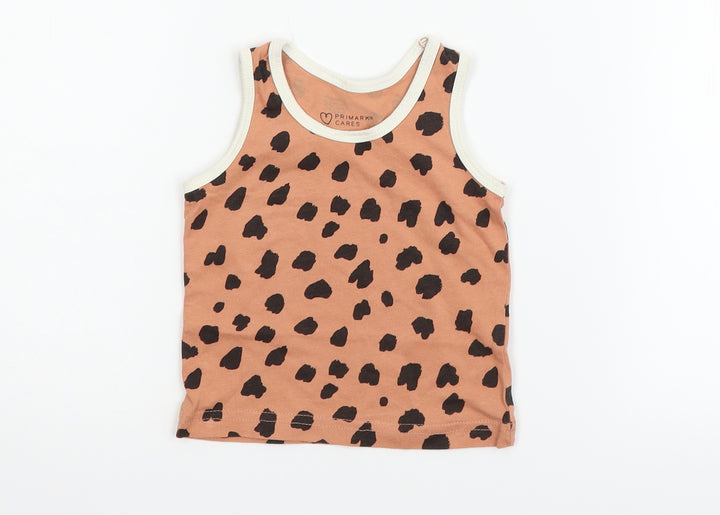 Primark Boys Beige Animal Print Basic Tank Size 6-9 Months