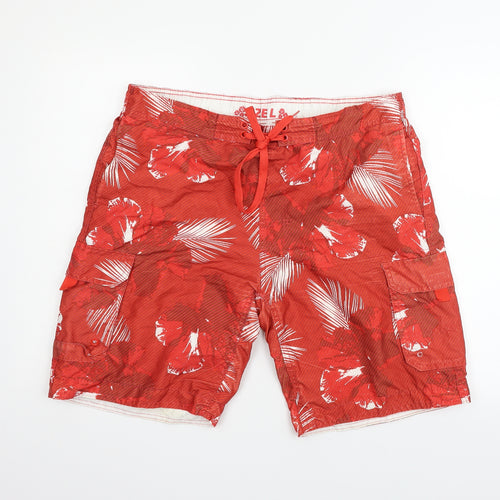 Cedar Wood State Mens Red Geometric  Sweat Shorts Size L