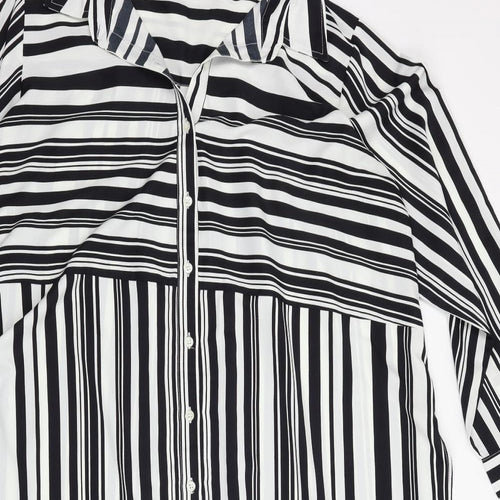 Topshop Womens White Striped  T-Shirt Dress