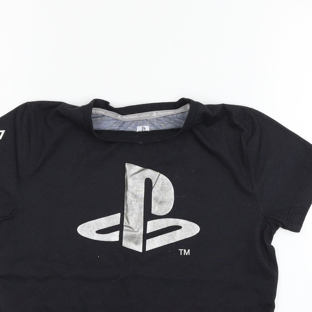 Primark Girls Black   Basic T-Shirt Size 9-10 Years  - PLAYSTATION
