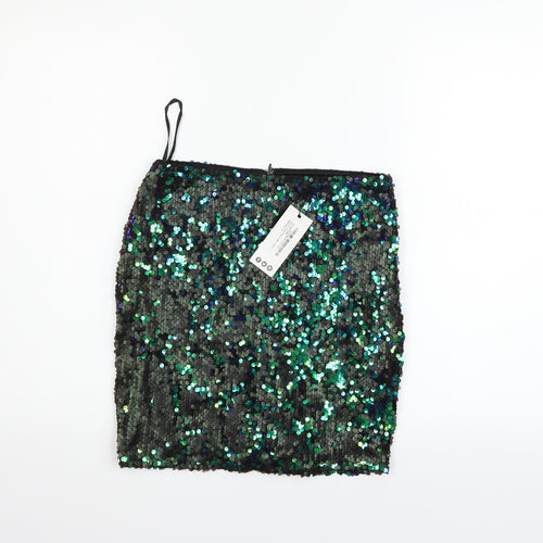 Boohoo Womens Black   Flare Skirt Size 8  - Sequin detail