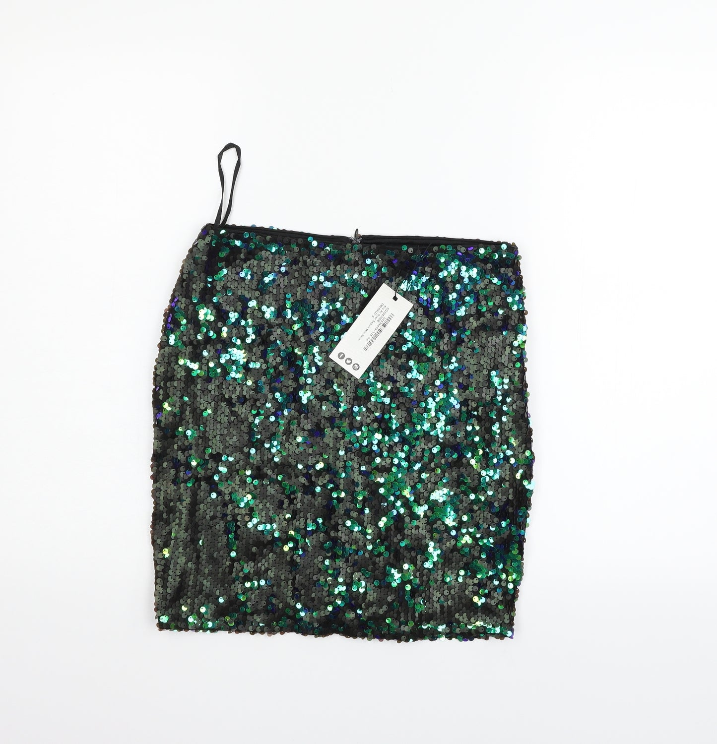 Boohoo Womens Black   Flare Skirt Size 8  - Sequin detail