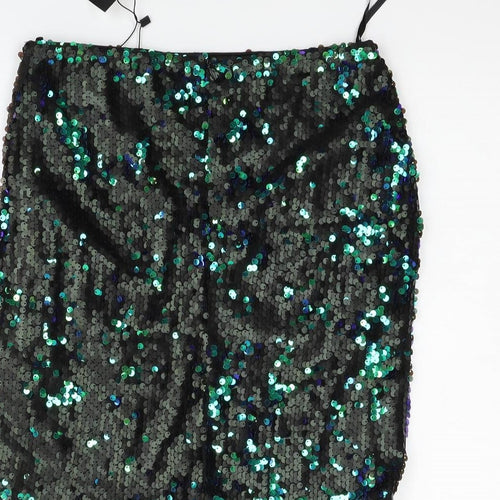 Boohoo Womens Black   Flare Skirt Size 8  - Sequin detail