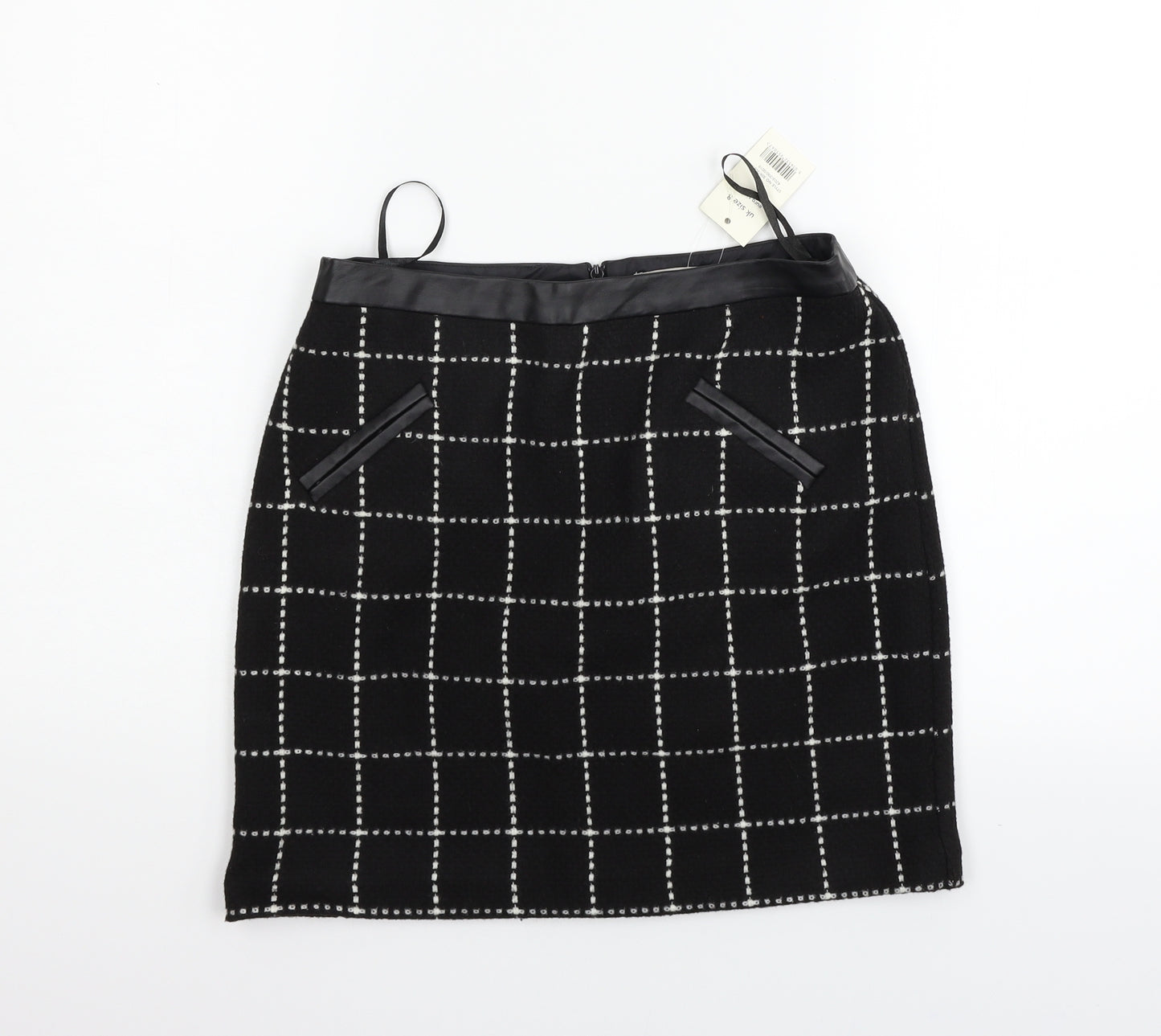 George Womens Black Check  Flare Skirt Size 8