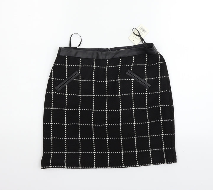 George Womens Black Check Flare Skirt Size 8