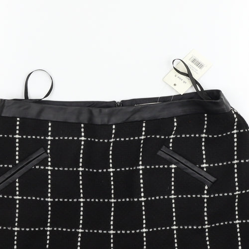 George Womens Black Check  Flare Skirt Size 8