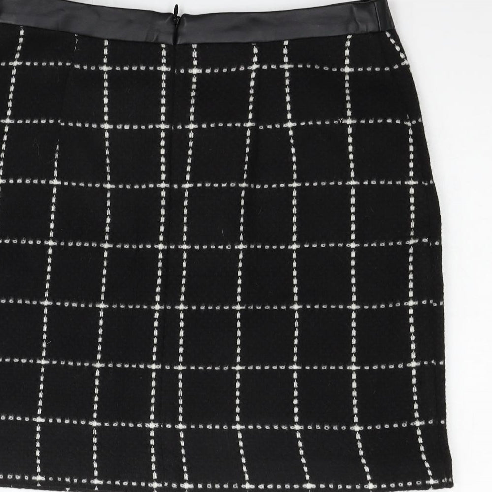 George Womens Black Check  Flare Skirt Size 8