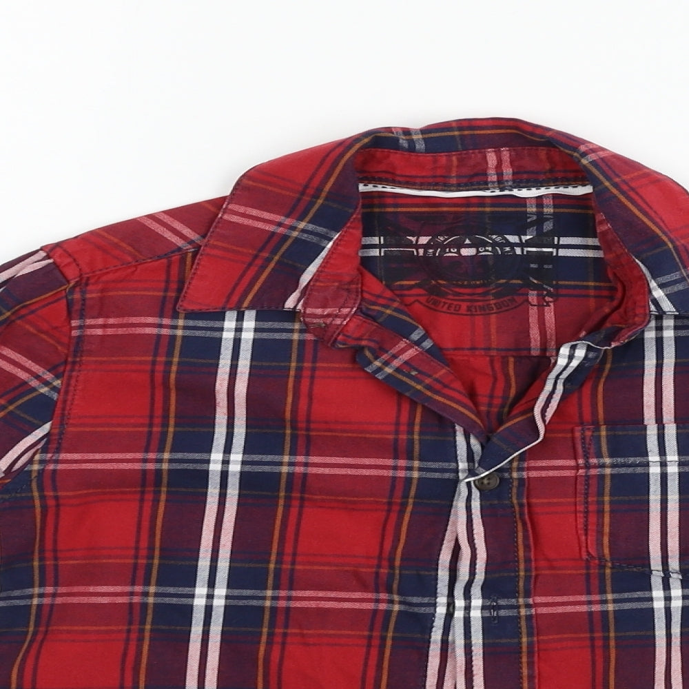 Marks and Spencer Boys Red Check  Basic Button-Up Size 8-9 Years
