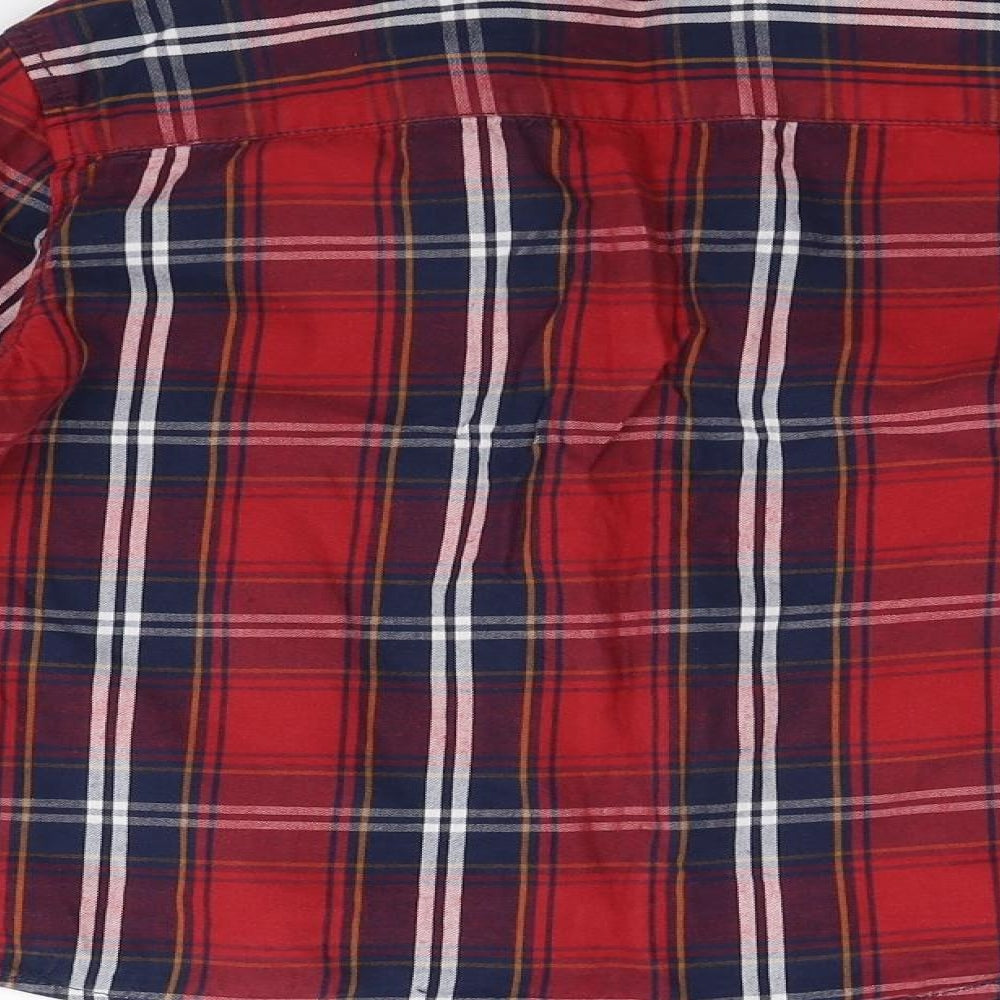 Marks and Spencer Boys Red Check  Basic Button-Up Size 8-9 Years