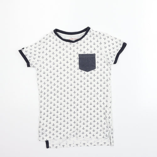 NEXT Boys White Geometric  Basic T-Shirt Size 5 Years