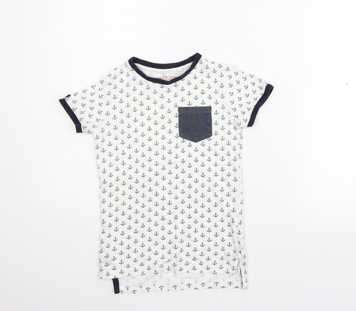 NEXT Boys White Geometric Basic T-Shirt Size 5 Years