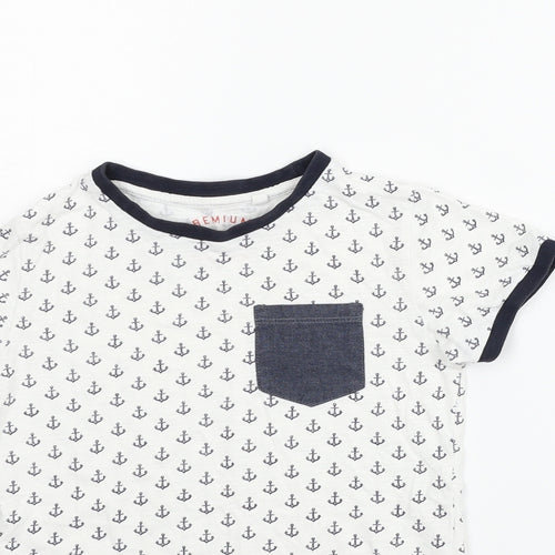 NEXT Boys White Geometric  Basic T-Shirt Size 5 Years