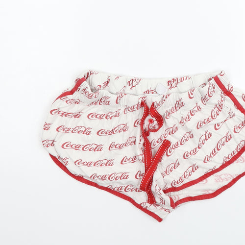 LOVE TO LOUNGE Womens White Solid   Lounge Pants Size M  - coca cola