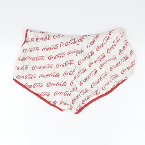 LOVE TO LOUNGE Womens White Solid   Lounge Pants Size M  - coca cola