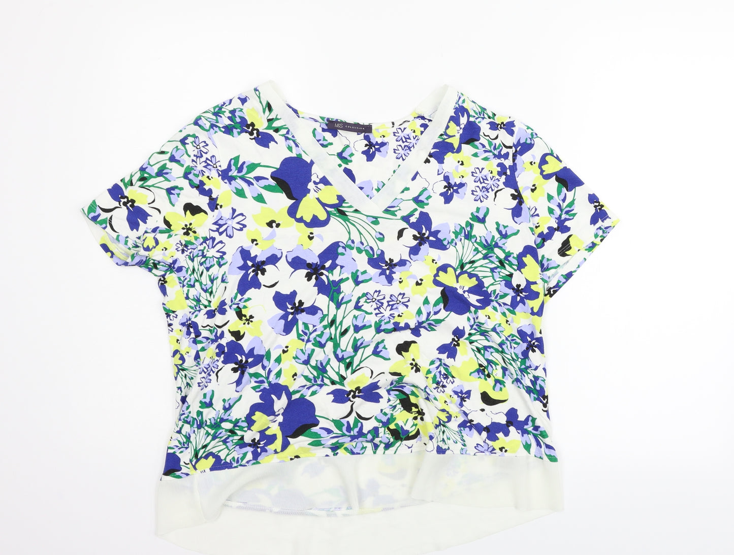 Marks and Spencer Womens White Floral  Pullover Jumper Size 14