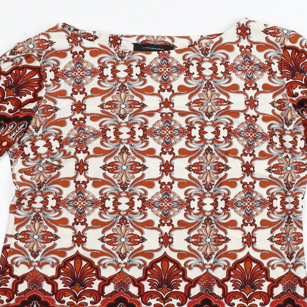 Atmosphere Womens Orange Geometric  Fit & Flare  Size 14