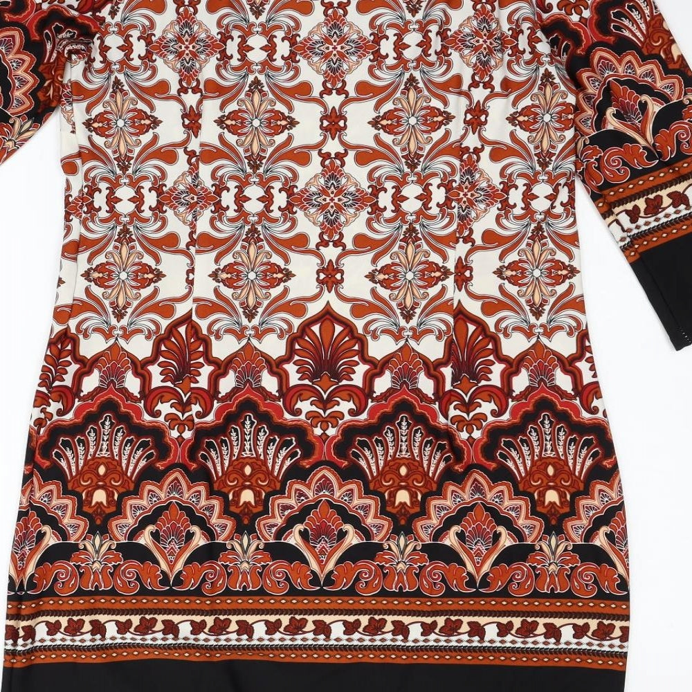 Atmosphere Womens Orange Geometric  Fit & Flare  Size 14