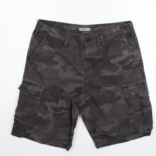 TU Womens Grey Geometric  Chino Shorts Size L