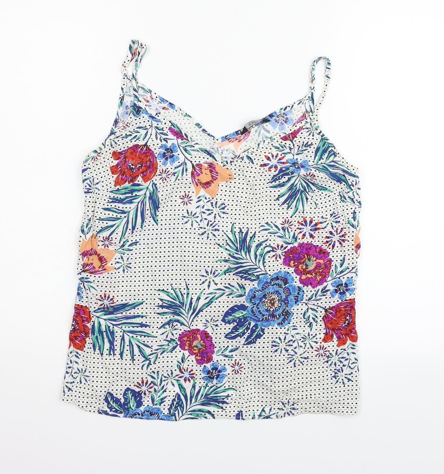 F&F Womens White Geometric  Basic Tank Size 14