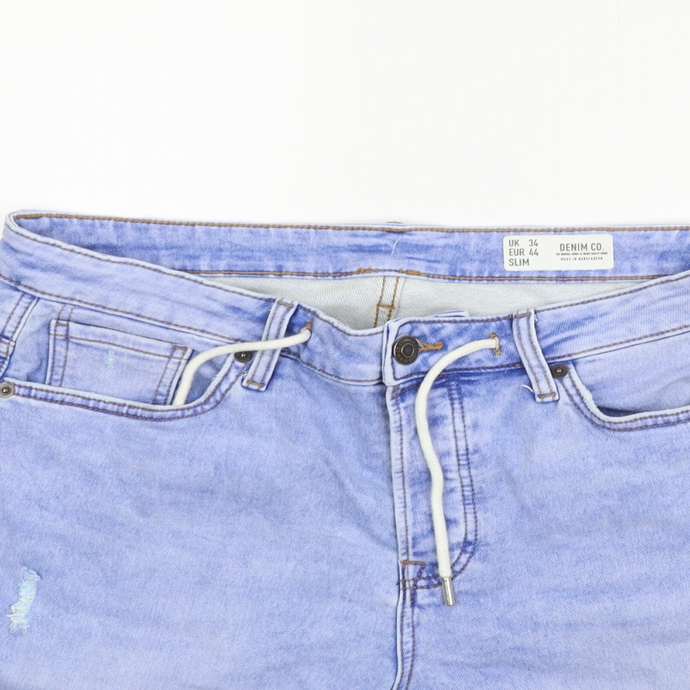 deniem co Mens Blue   Chino Shorts Size 34 in