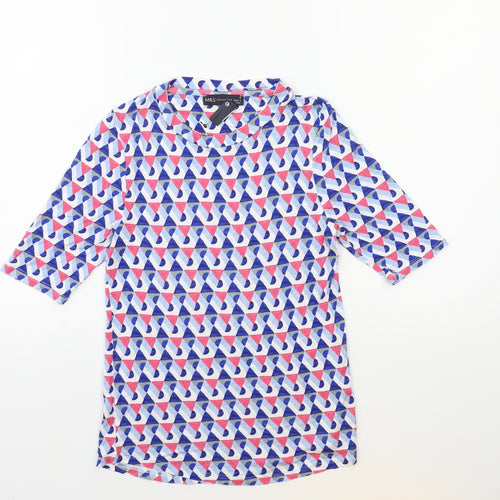 Marks and Spencer Womens Blue Geometric  Basic T-Shirt Size 8