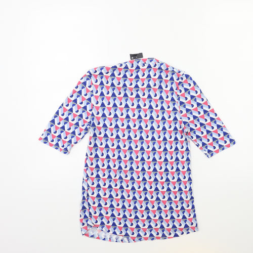 Marks and Spencer Womens Blue Geometric  Basic T-Shirt Size 8
