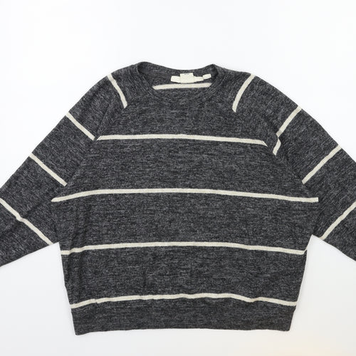H&M Womens Grey Striped Knit Pullover Jumper Size XS