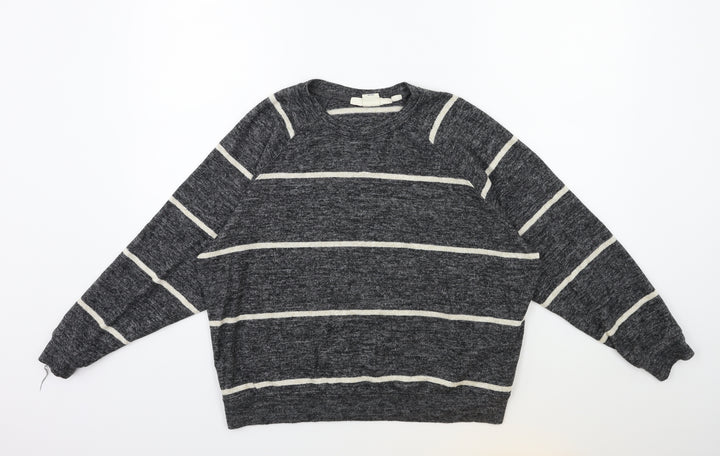 H&M Womens Grey Striped Knit Pullover Jumper Size XS