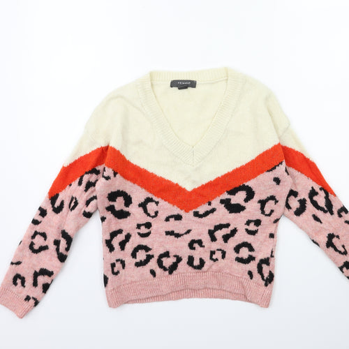 Primark Womens Pink Animal Print  Pullover Jumper Size 6