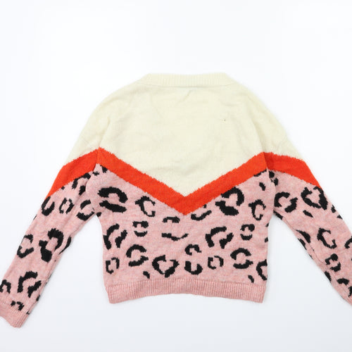Primark Womens Pink Animal Print  Pullover Jumper Size 6