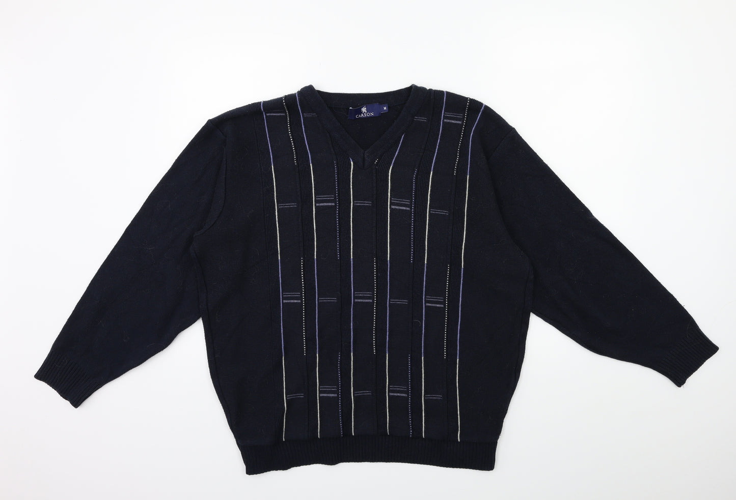 Carson Mens Blue  Knit Pullover Jumper Size M