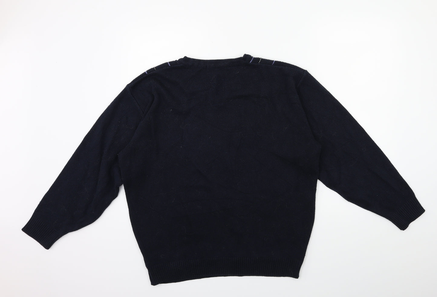 Carson Mens Blue  Knit Pullover Jumper Size M
