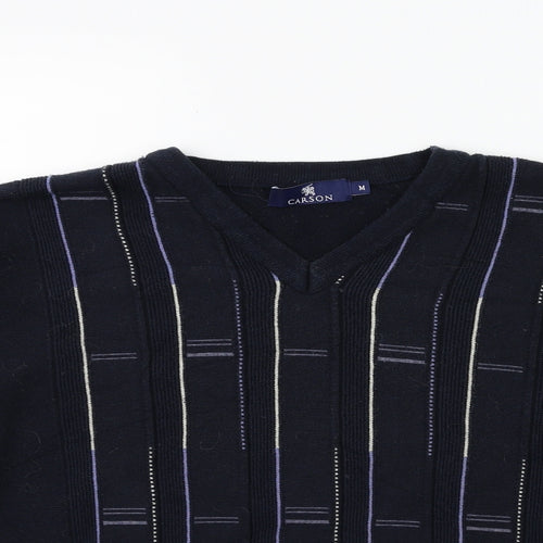 Carson Mens Blue  Knit Pullover Jumper Size M