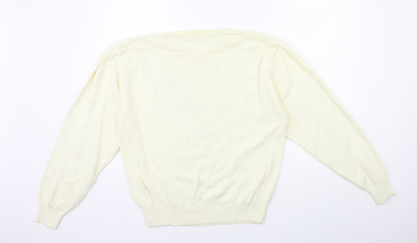 MINT JULEP Womens White Floral Knit Pullover Jumper Size L