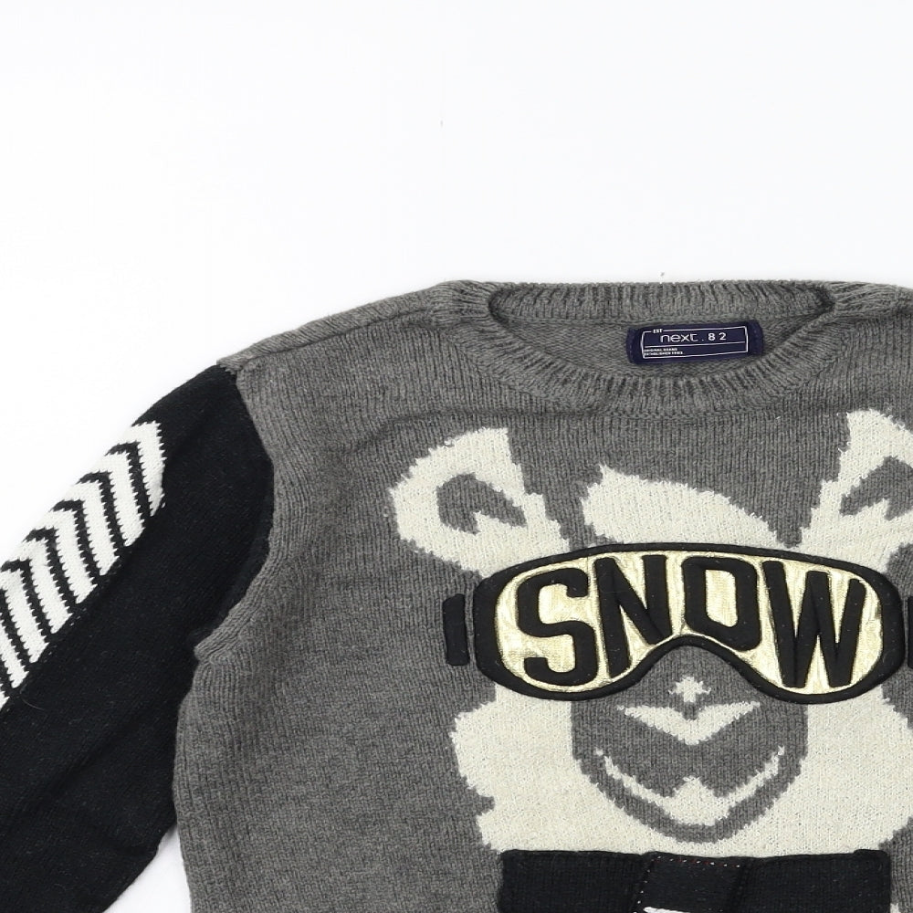 NEXT Boys Grey  Knit Pullover Jumper Size 10 Years  - christmas