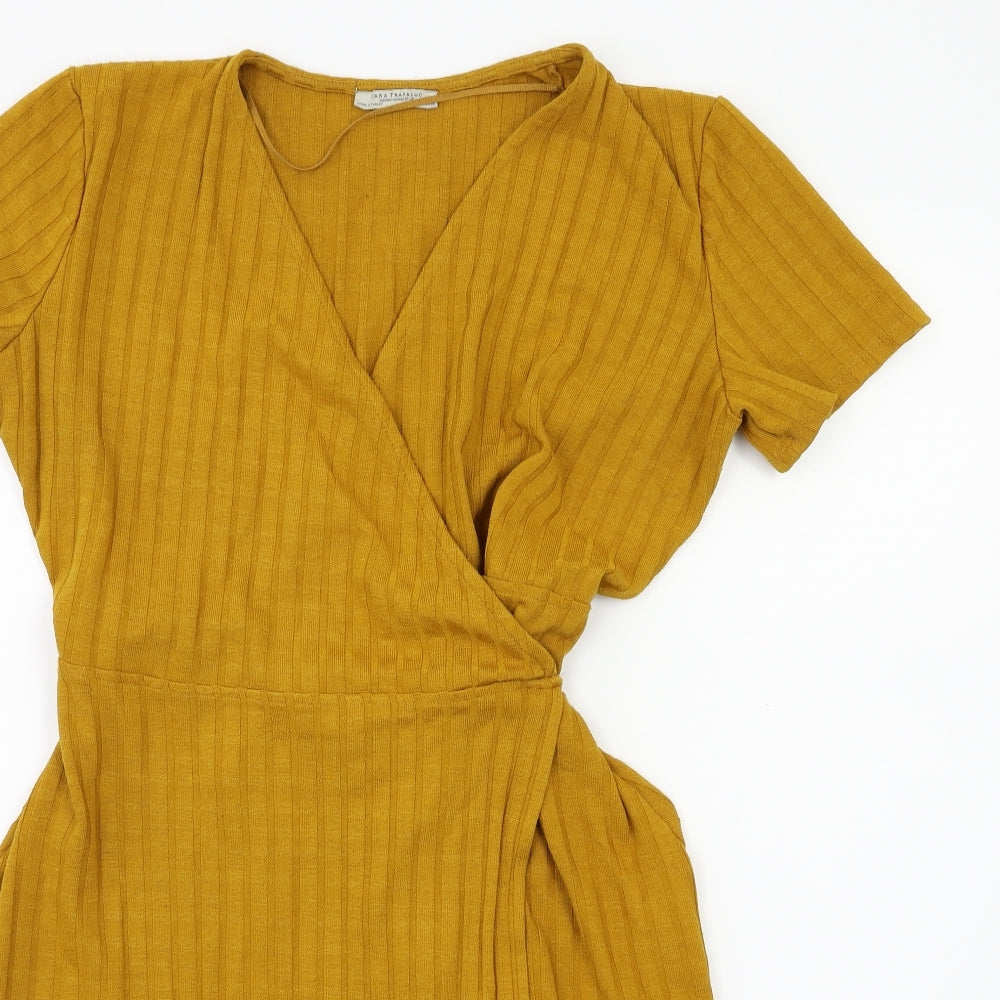 Zara Womens Yellow   Wrap Dress  Size L