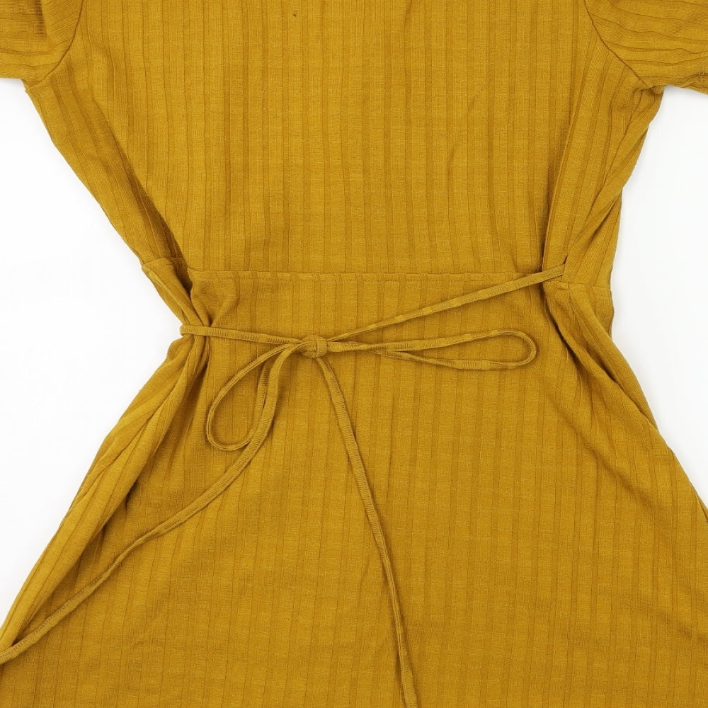 Zara Womens Yellow   Wrap Dress  Size L
