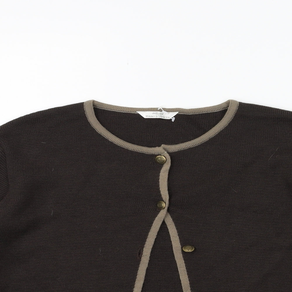 Marks and Spencer Womens Brown  Knit Cardigan Jumper Size 12