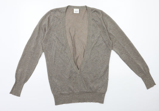 Front view of Next women’s gold knit jumper, size UK 16