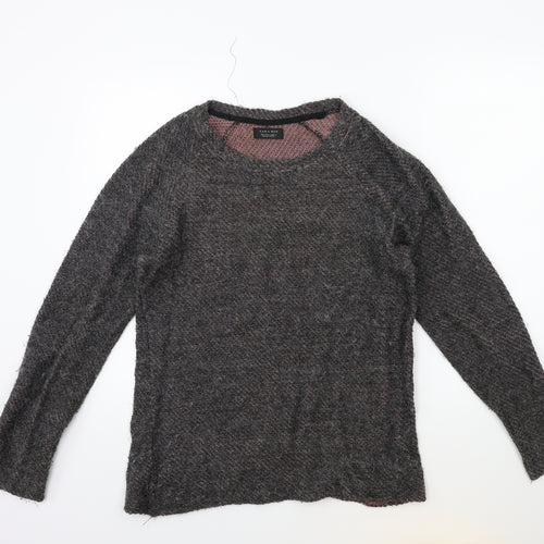 Zara Mens Grey  Knit Pullover Jumper Size S