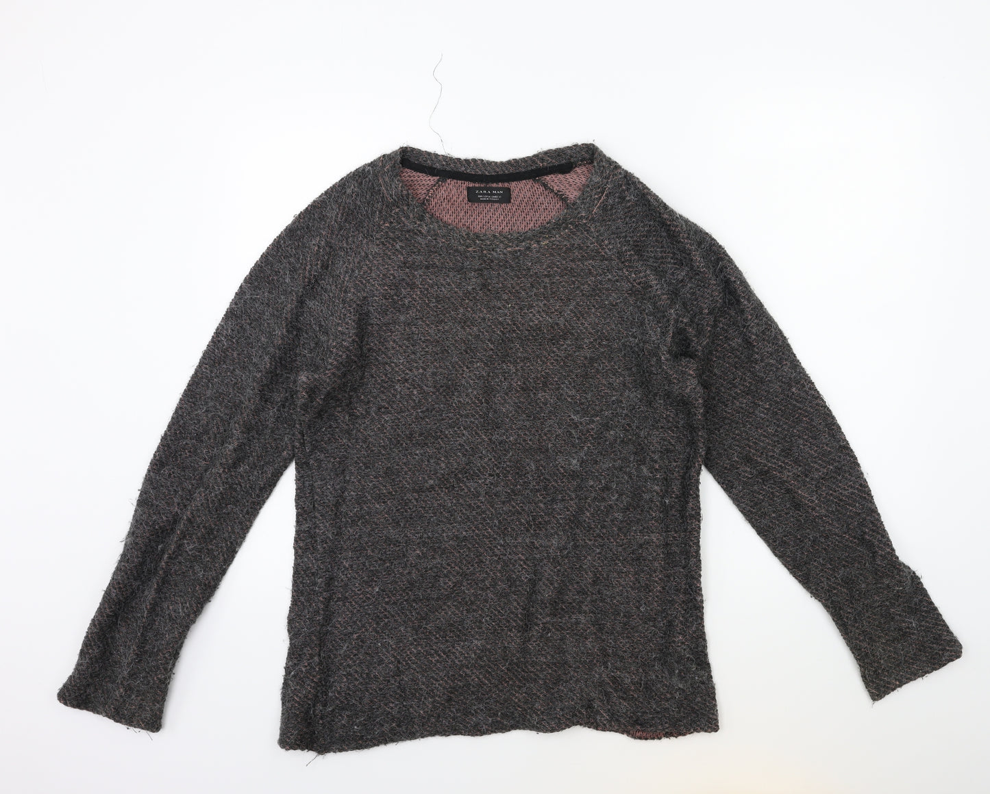 Zara Mens Grey  Knit Pullover Jumper Size S