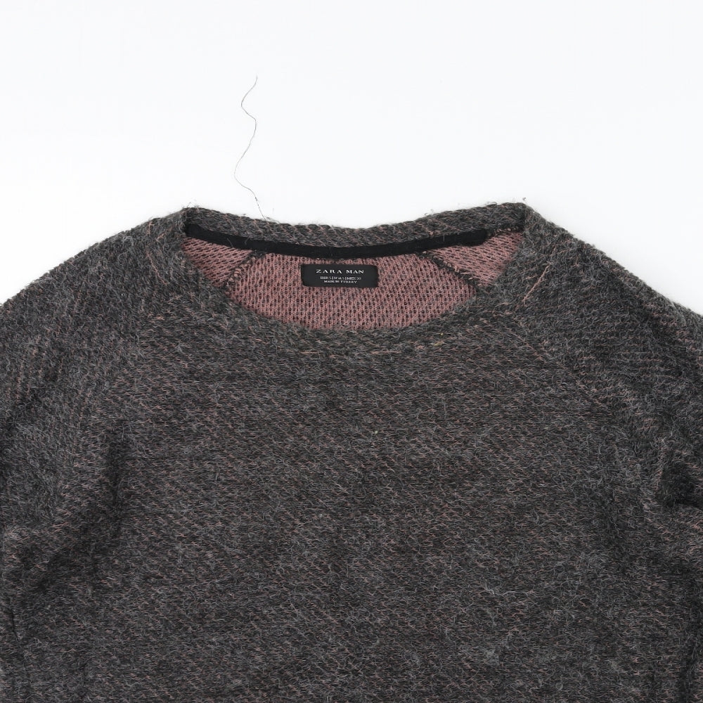 Zara Mens Grey  Knit Pullover Jumper Size S
