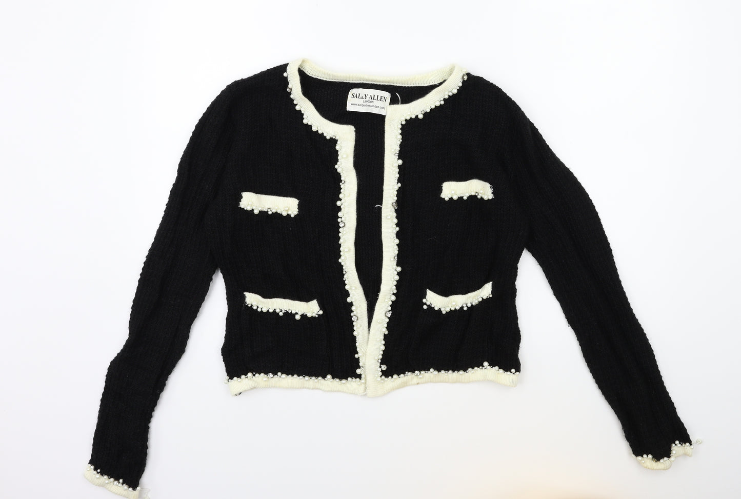 Sally Anne Womens Black  Knit Cardigan Jumper Size L