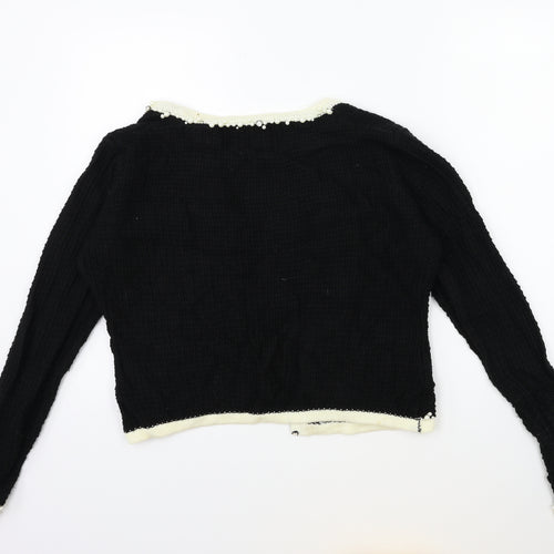 Sally Anne Womens Black  Knit Cardigan Jumper Size L