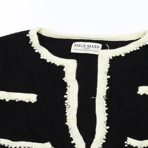 Sally Anne Womens Black  Knit Cardigan Jumper Size L
