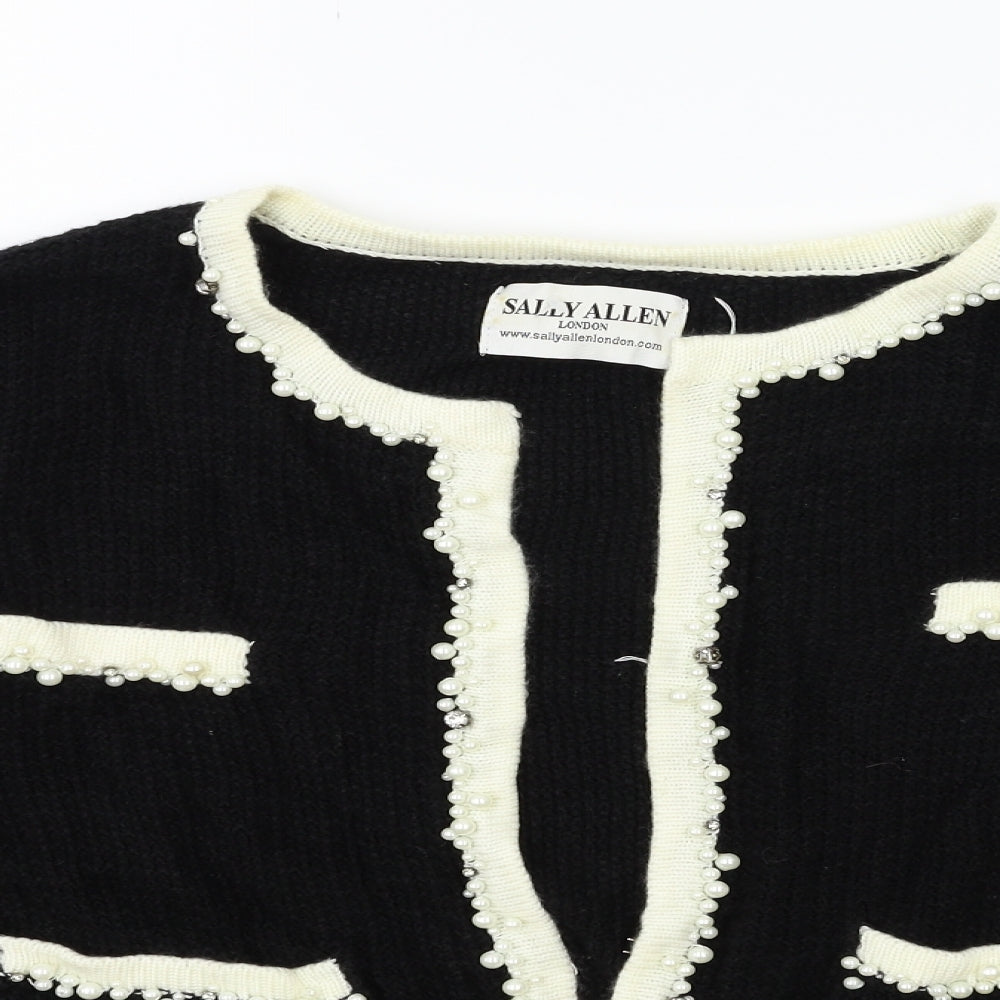 Sally Anne Womens Black  Knit Cardigan Jumper Size L