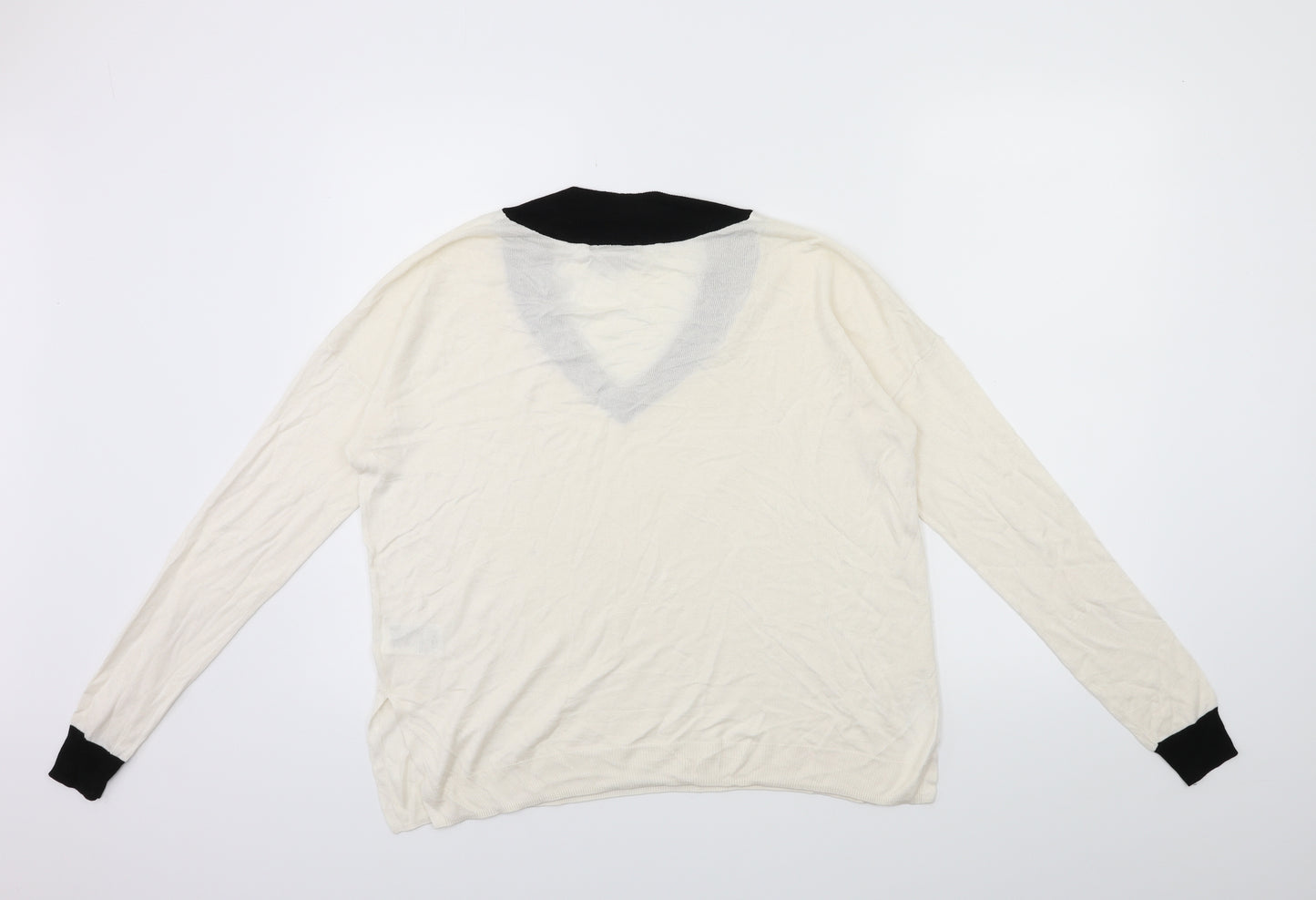 H&M Womens White  Knit Pullover Jumper Size M