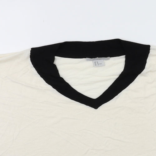 H&M Womens White  Knit Pullover Jumper Size M
